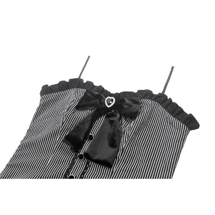 Darkinlove Women's Punk Bowknot Pinstripes Tank Top