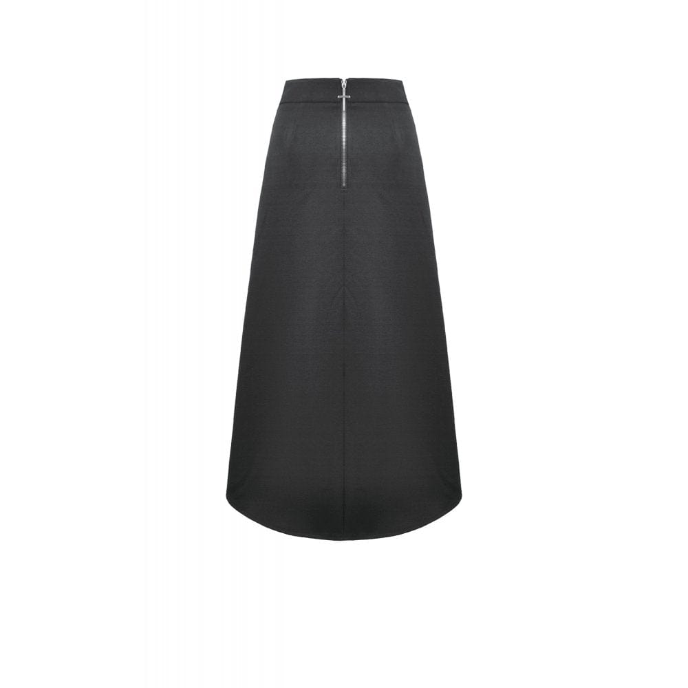 Darkinlove Women's Punk Buckle-up Multi-pocketed Cutout Long Skirt