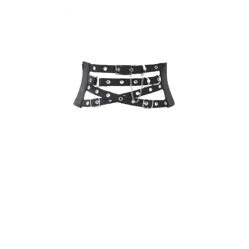 Darkinlove Women's Punk Buckle-up Side Zip Chained Belt