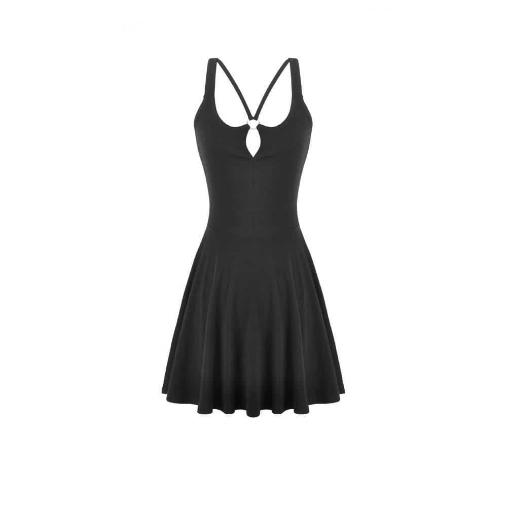 Darkinlove Women's Punk Cross Straps Cut-out Slip Dress