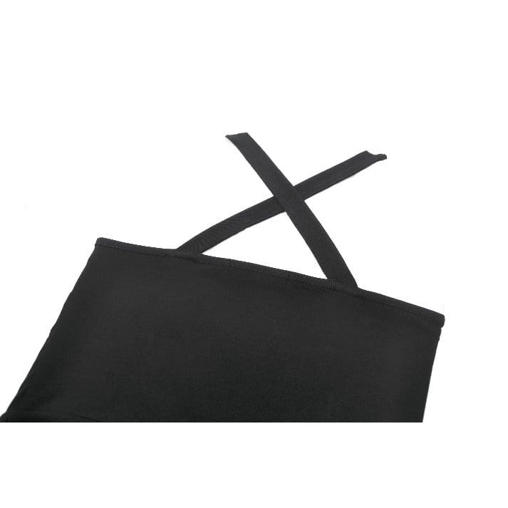 Darkinlove Women's Punk Cross Straps Cut-out Slip Dress