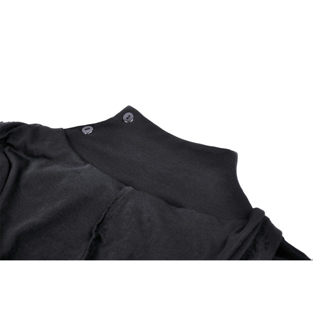 Darkinlove Women's Punk Cutout Eyelet Crop Top with Ripped Hood