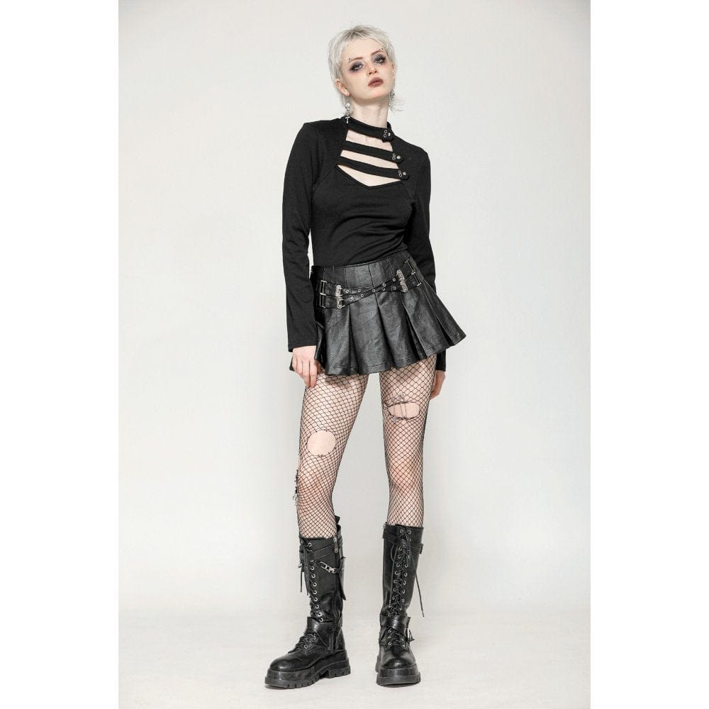 Darkinlove Women's Punk Cutout Plunging Shirt