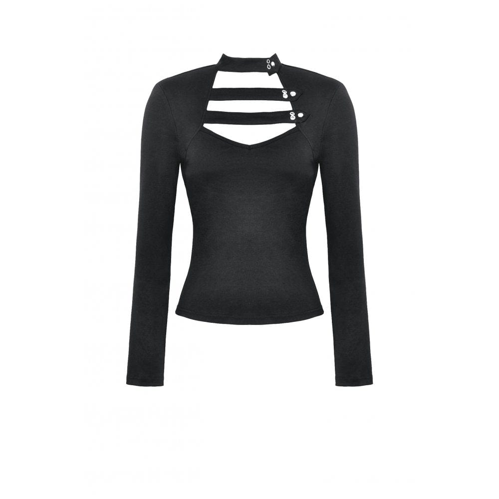 Darkinlove Women's Punk Cutout Plunging Shirt