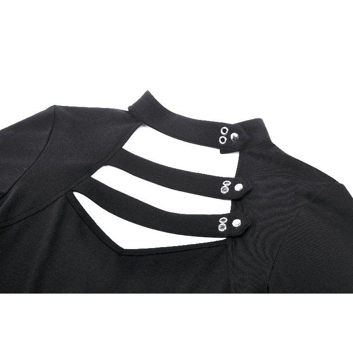 Darkinlove Women's Punk Cutout Plunging Shirt