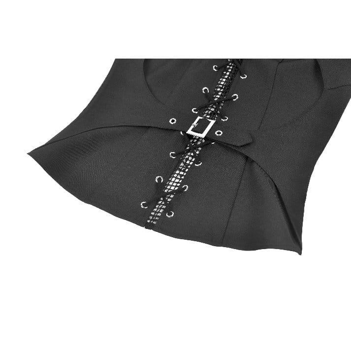 Darkinlove Women's Punk D-rings Buckle Straps Cutout Tank Top