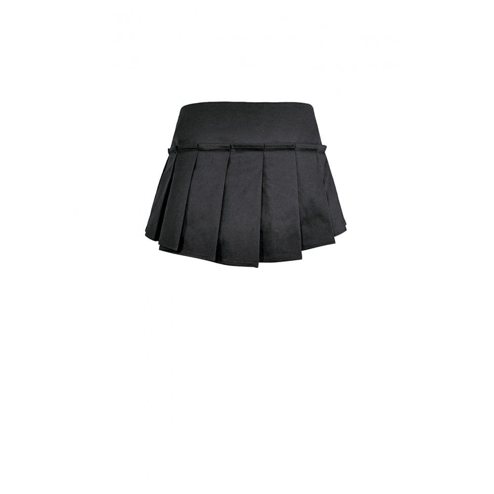 Darkinlove Women's Punk Eyelet Buckle Strap Zipper Mini Pleated Shorts