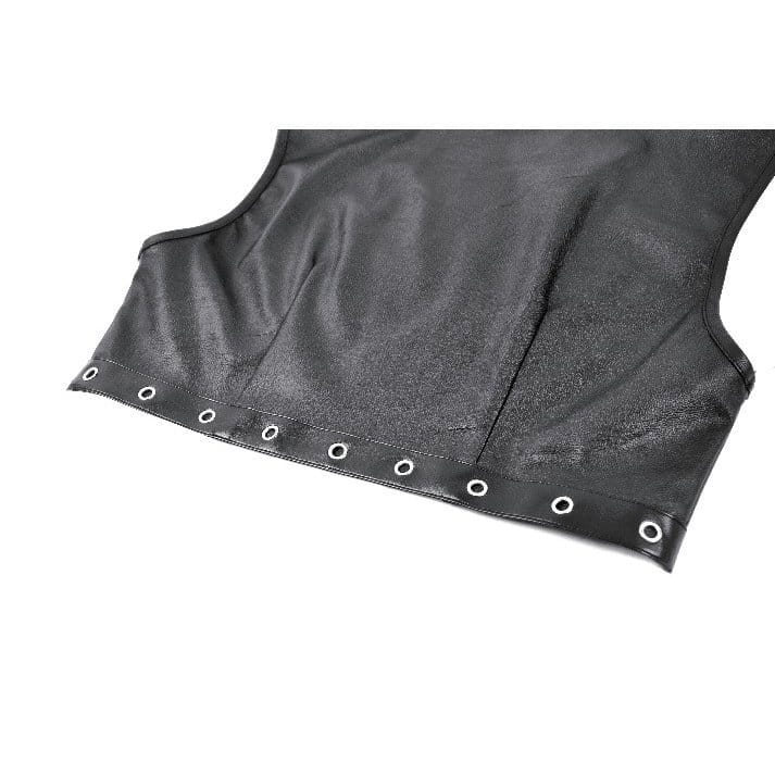 Darkinlove Women's Punk Eyelet Rivet Cutout Zipper Crop Top