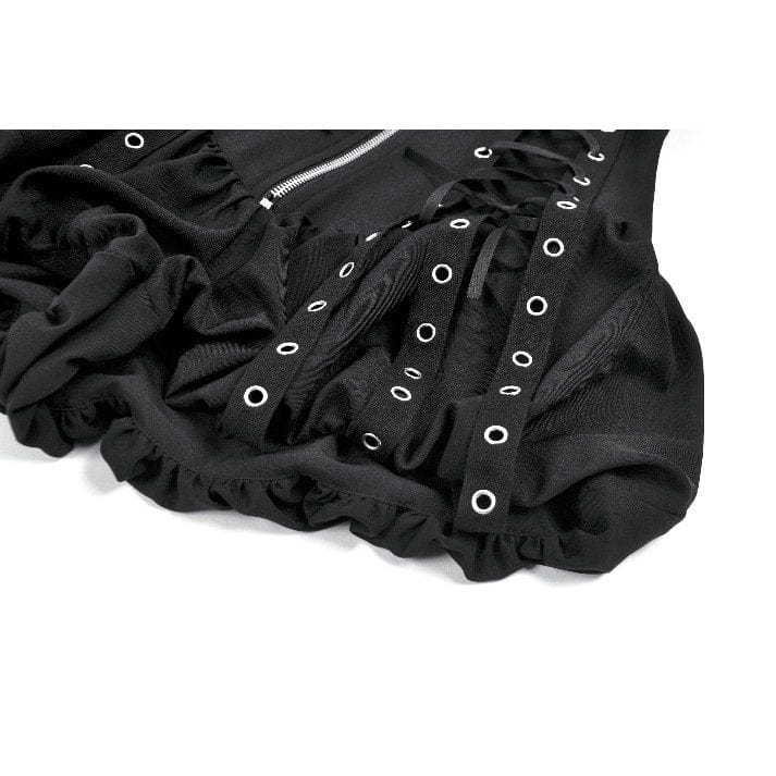 Darkinlove Women's Punk Eyelet Zip Balloon Shorts