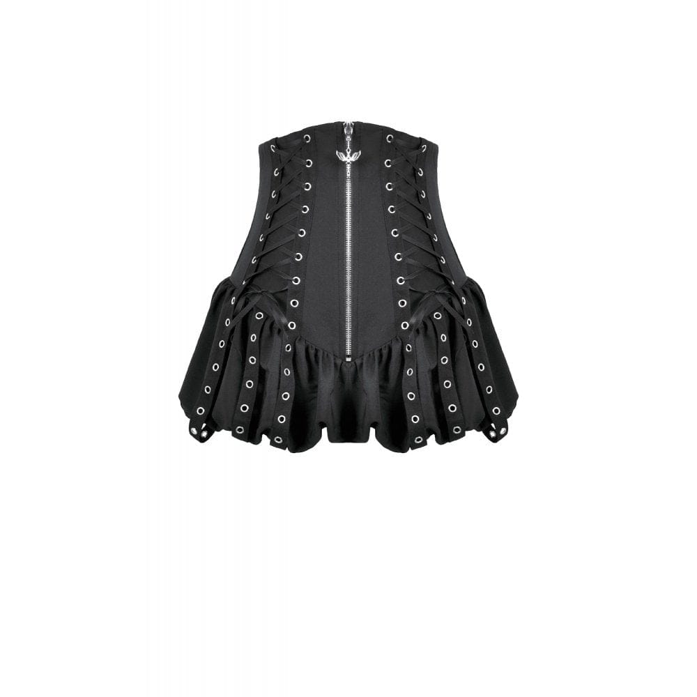 Darkinlove Women's Punk Eyelet Zip Balloon Shorts