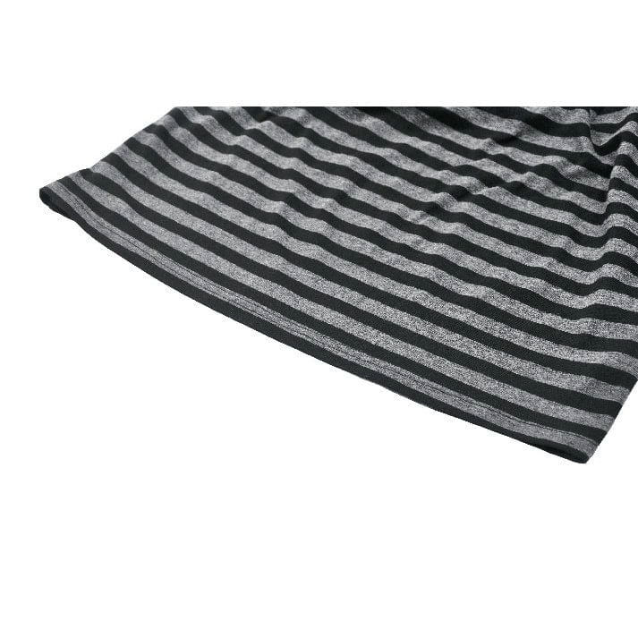 Darkinlove Women's Punk Front Zip Striped Dress with Hood