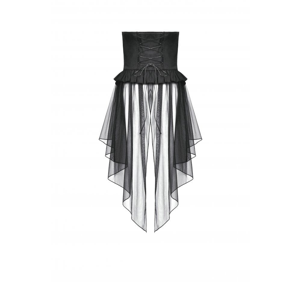 Darkinlove Women's Punk High-waisted Lacing-up High/low Mesh Skirt