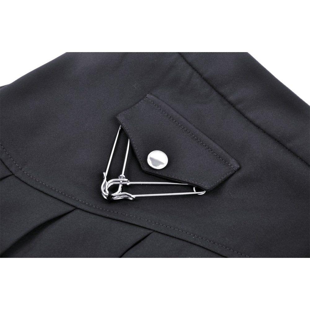 Darkinlove Women's Punk Irregular Buckle Pleated Bustier