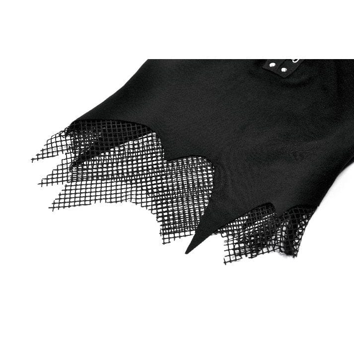 Darkinlove Women's Punk Irregular Cross Chain Mesh Top