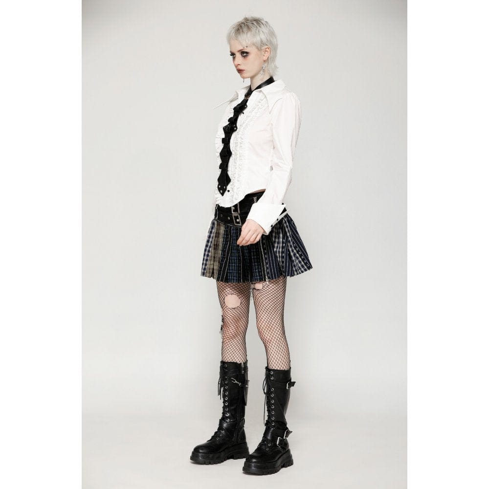 Darkinlove Women's Punk Irregular Faux Leather Necktie