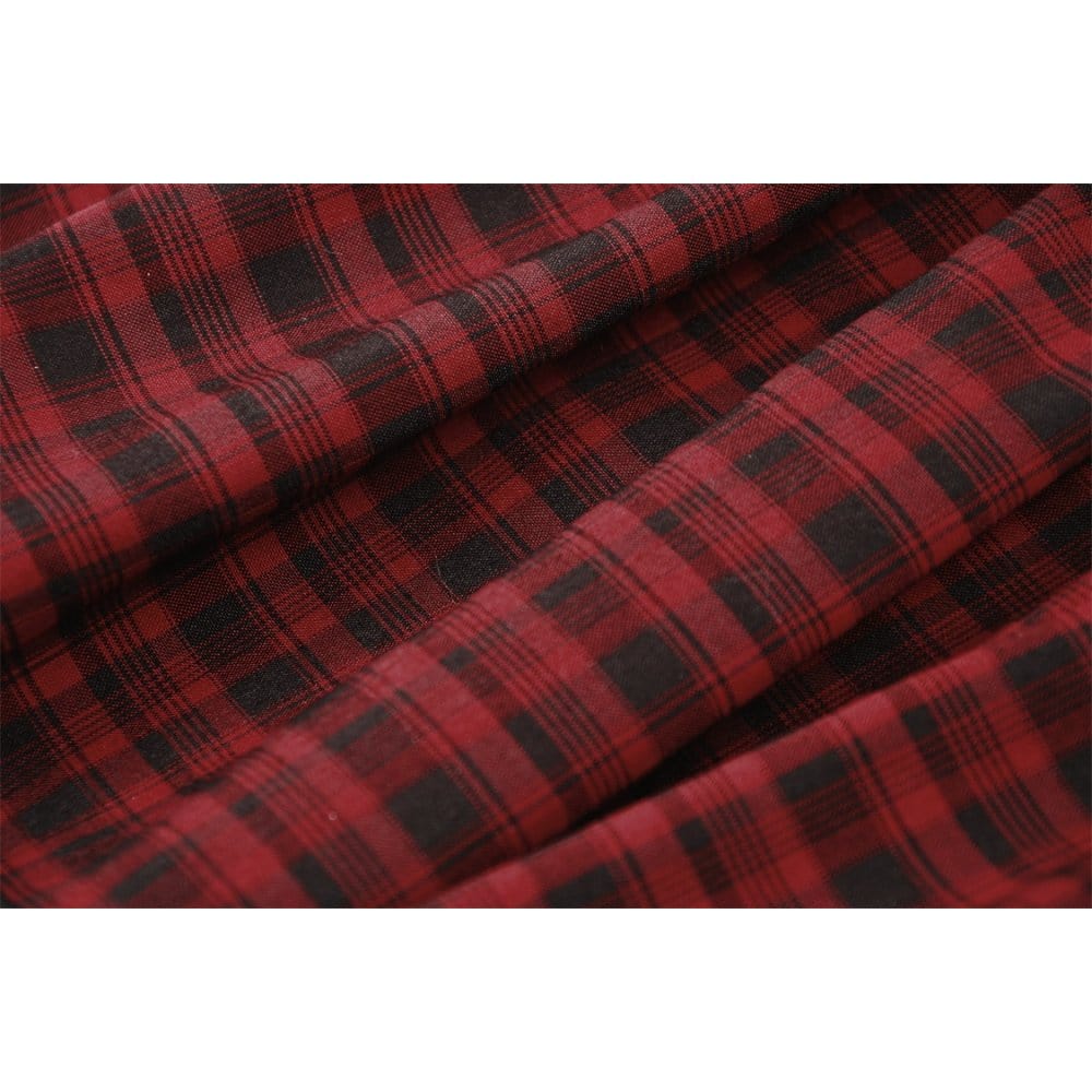 Darkinlove Women's Punk Irregular Faux Leather Splice Plaid Skirt