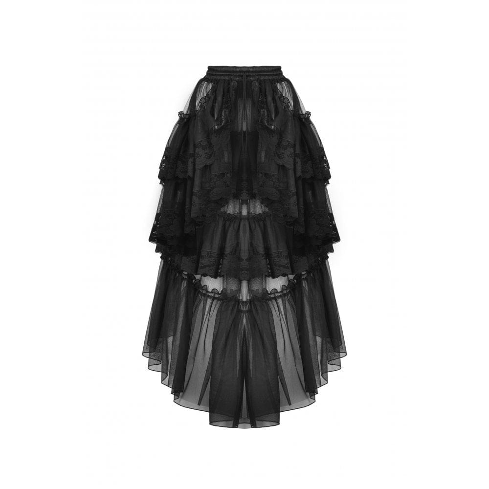 Darkinlove Women's Punk Irregular Ruffled Layered Mesh Skirt