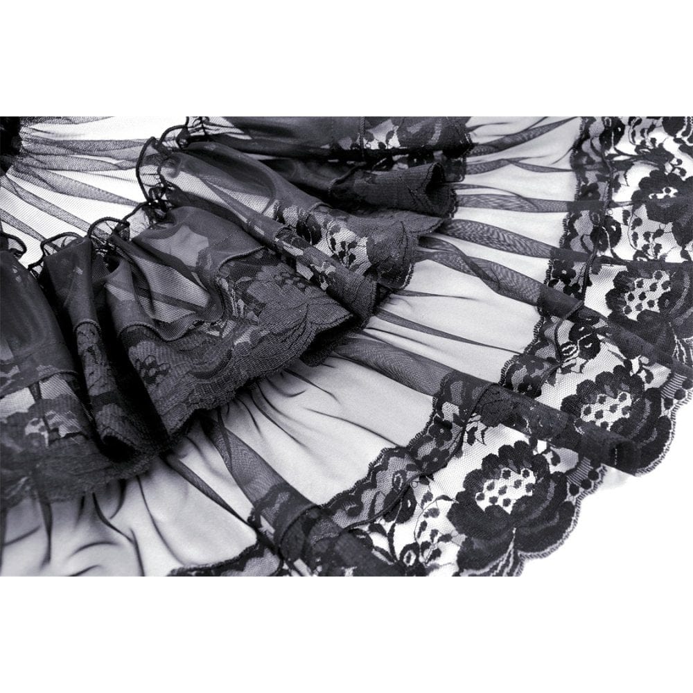Darkinlove Women's Punk Irregular Ruffled Layered Mesh Skirt