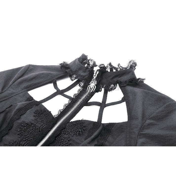 Darkinlove Women's Punk Irregular Stand Collar Shirt