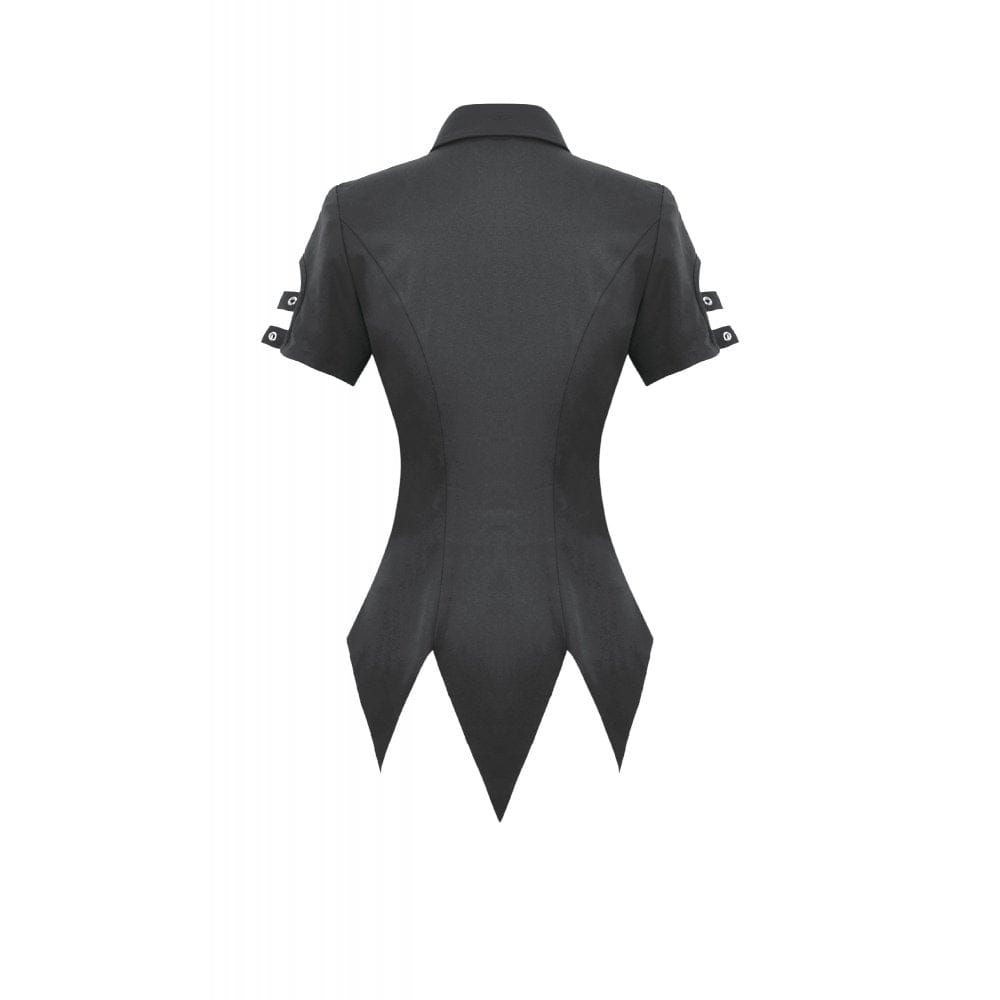 Darkinlove Women's Punk Lace-up Eyelets Turn-down Collar Shirt