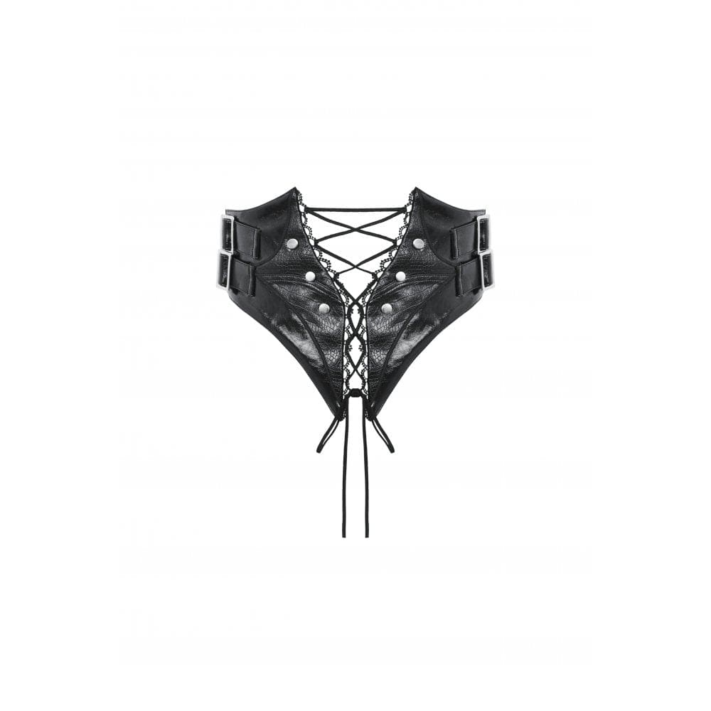 Darkinlove Women's Punk Lace-up Faux Leather Underbust Corset