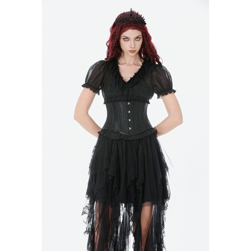 Darkinlove Women's Punk Lace-up Solid Color Underbust Corset