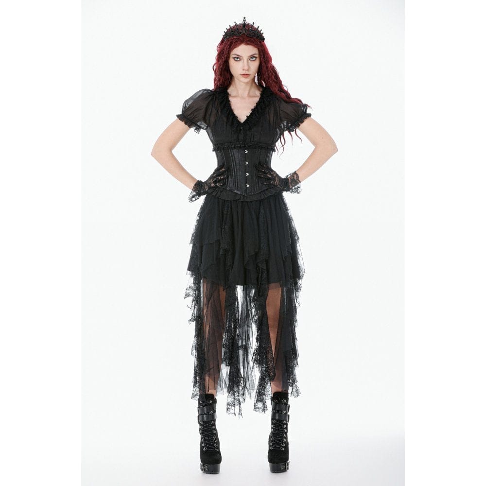 Darkinlove Women's Punk Lace-up Solid Color Underbust Corset