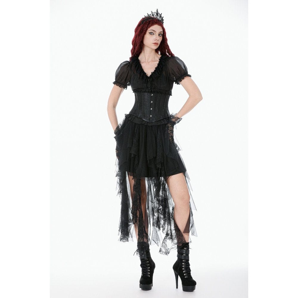 Darkinlove Women's Punk Lace-up Solid Color Underbust Corset