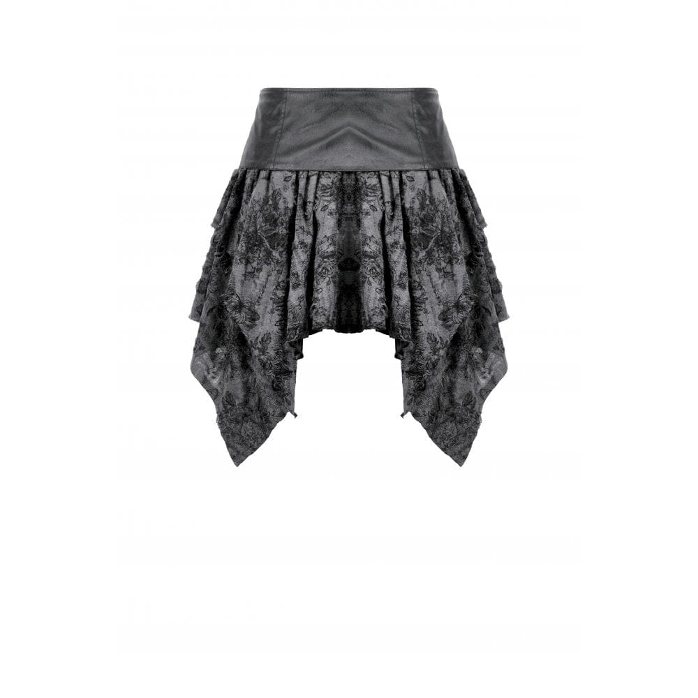 Darkinlove Women's Punk Lacing-up Ripped Short Skirt