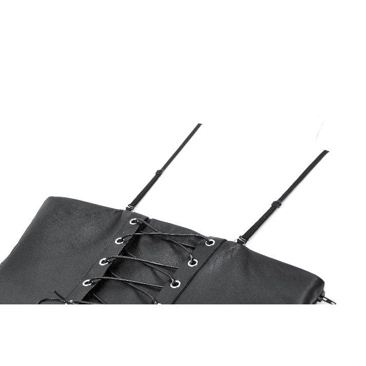 Darkinlove Women's Punk Lacing-up Straps Faux Leather Bustier