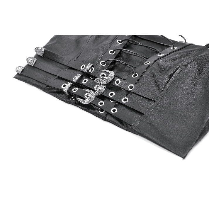 Darkinlove Women's Punk Lacing-up Straps Faux Leather Bustier