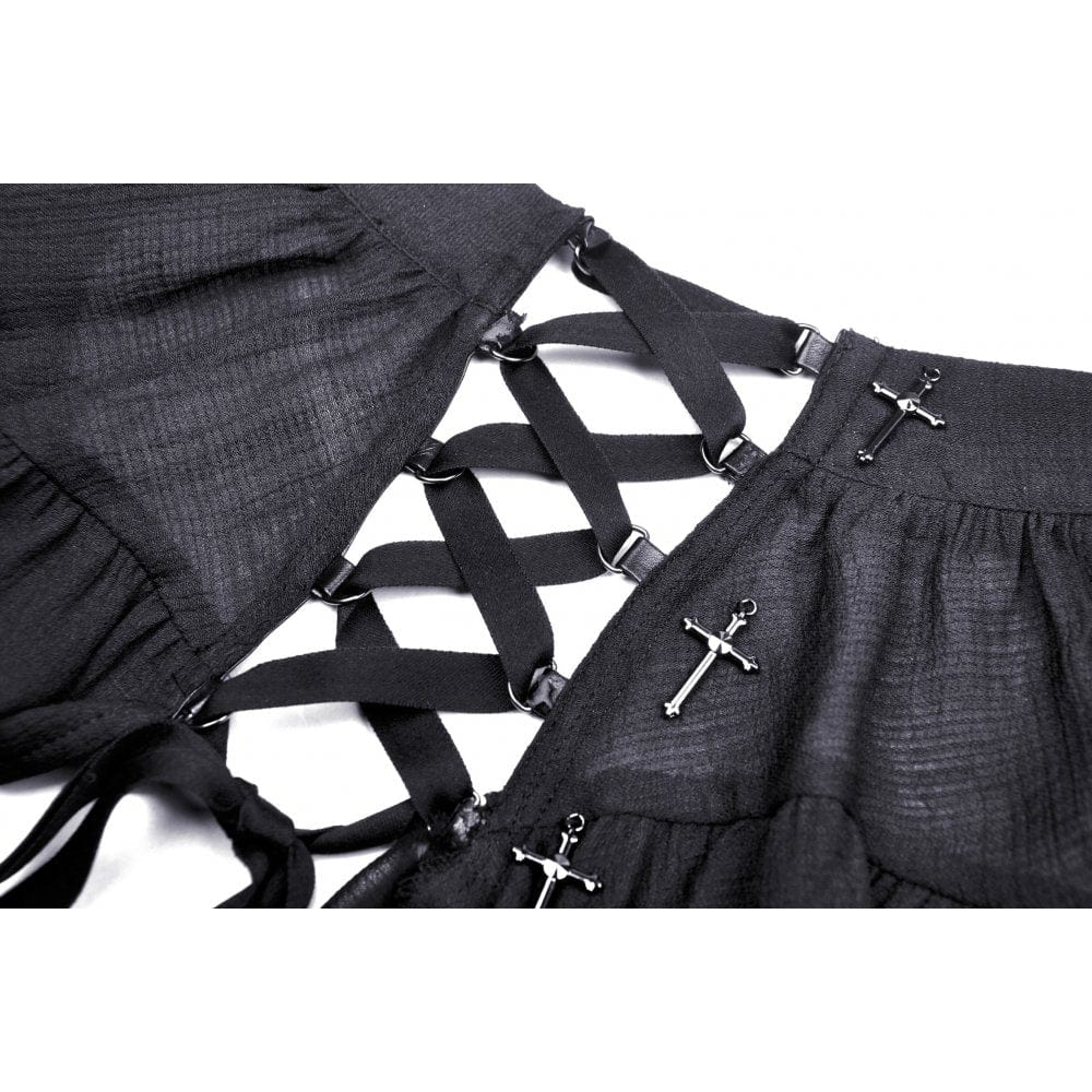 Darkinlove Women's Punk Layered Irrgular Hem Skirt