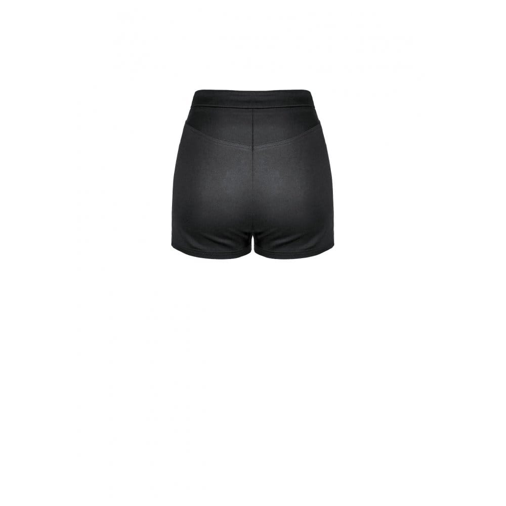 Darkinlove Women's Punk Layered Lace Ruffle Zipper Shorts