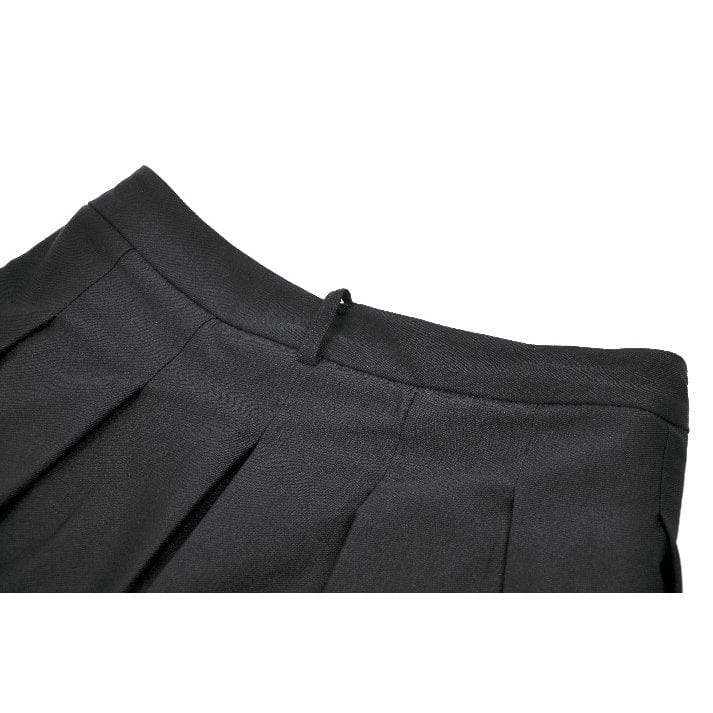 Darkinlove Women's Punk Mesh Pleated Shorts with Leg Harness