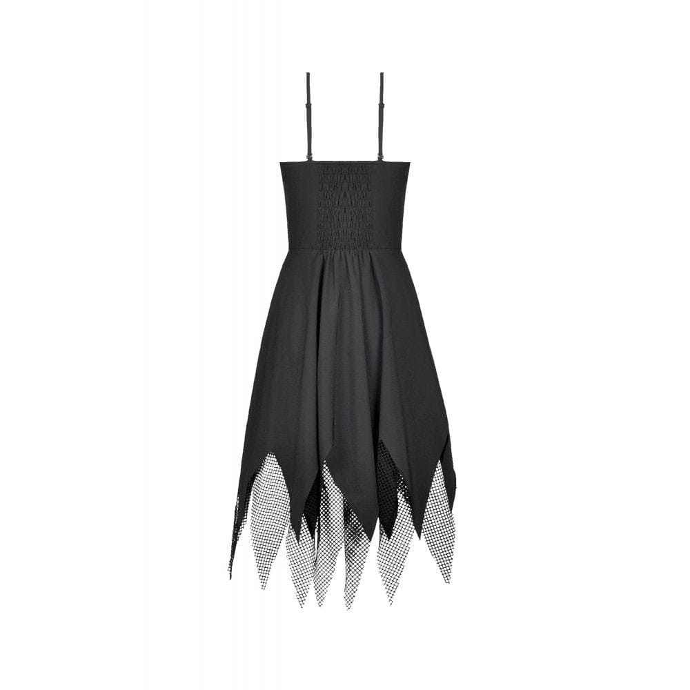Darkinlove Women's Punk Mesh Splice Rivet Chained Slip Dress