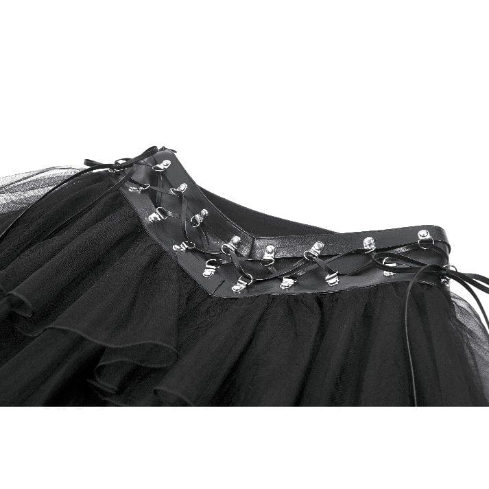 Darkinlove Women's Punk Multilayered Mesh Short Skirt