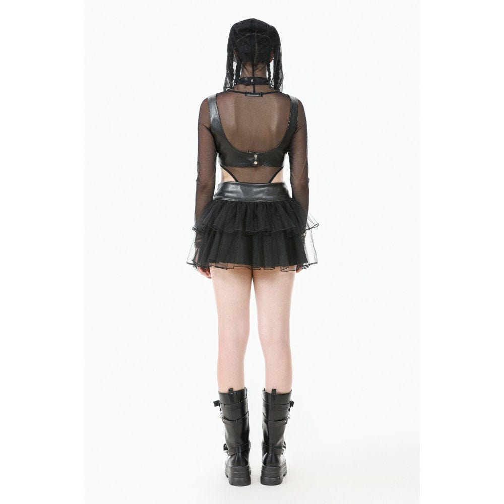 Darkinlove Women's Punk Multilayered Mesh Short Skirt
