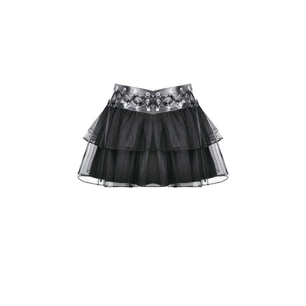 Darkinlove Women's Punk Multilayered Mesh Short Skirt