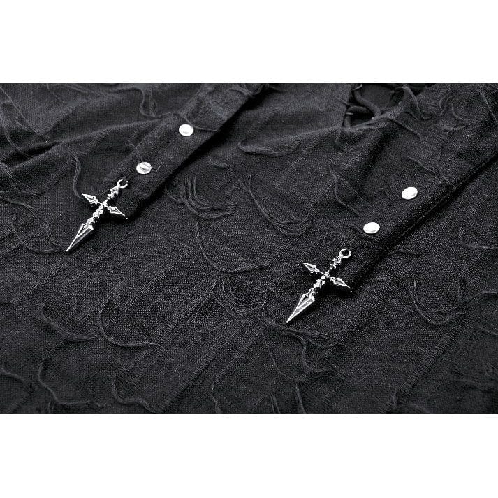 Darkinlove Women's Punk Plunging Distressed Vest