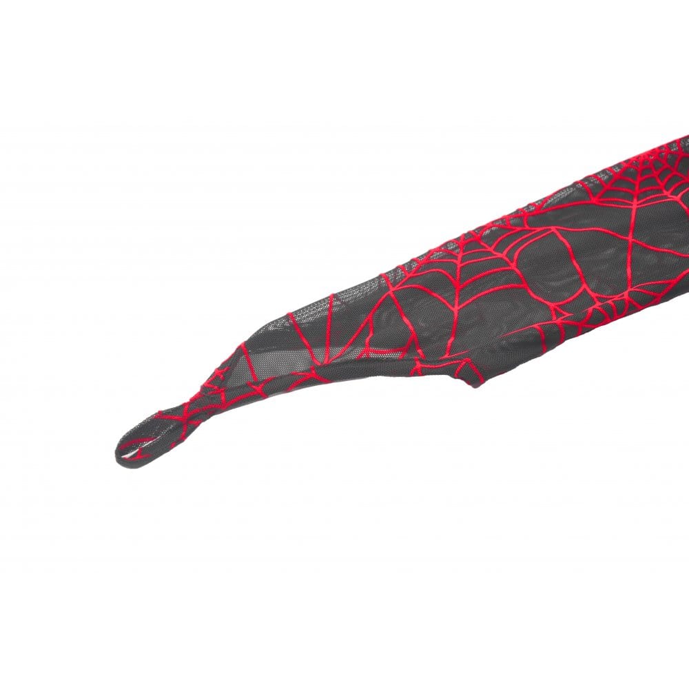 Darkinlove Women's Punk Red Spider Web Bodysuit with Hood