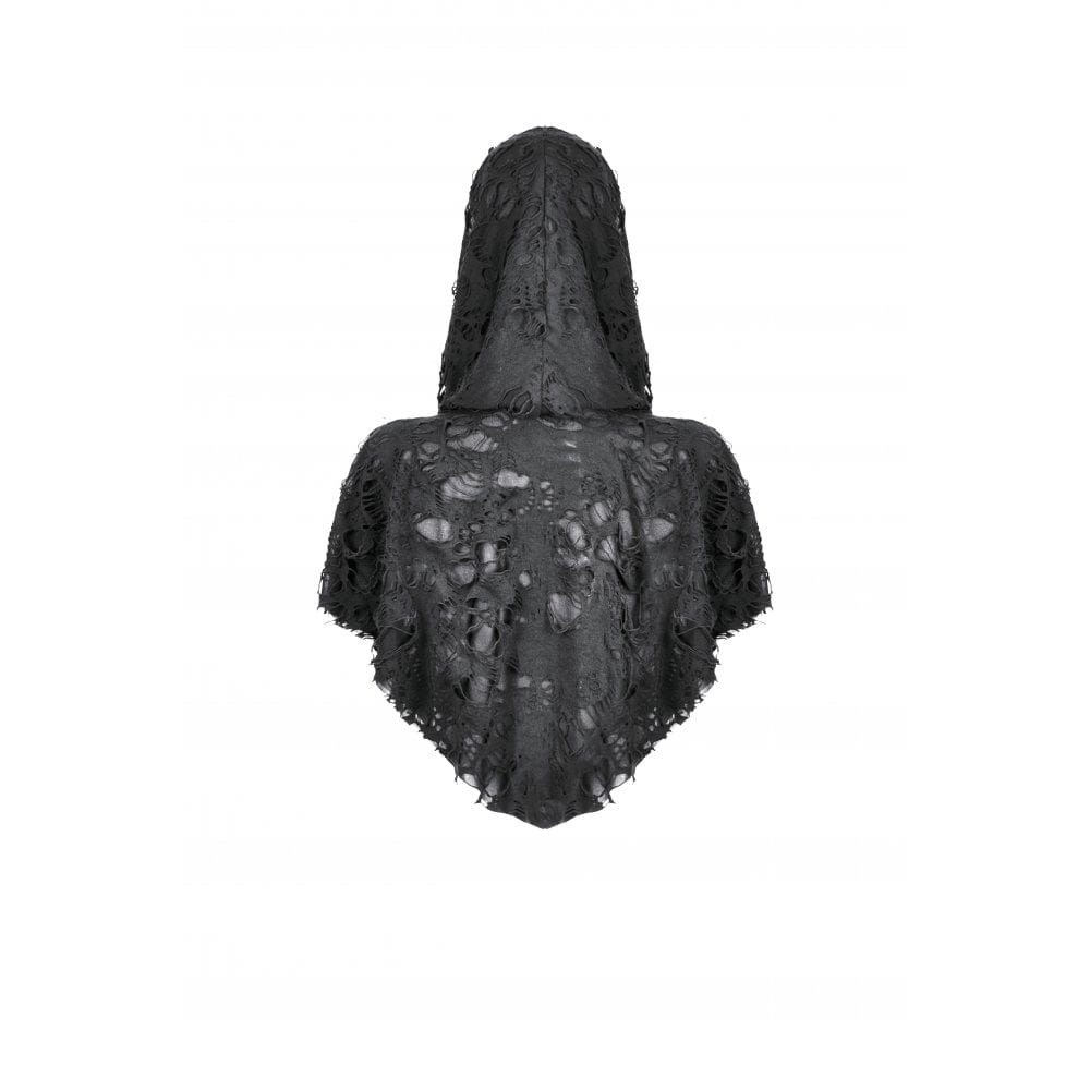Darkinlove Women's Punk Ripped Cape with Hood