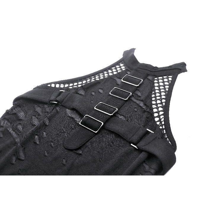 Darkinlove Women's Punk Ripped Halterneck Vest