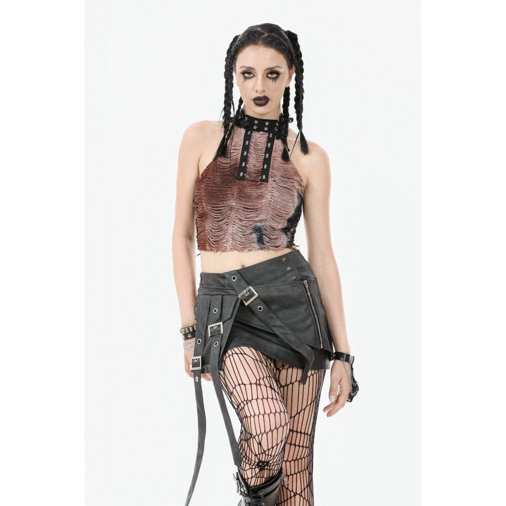 Darkinlove Women's Punk Ripped Tie-Dye Tank Top