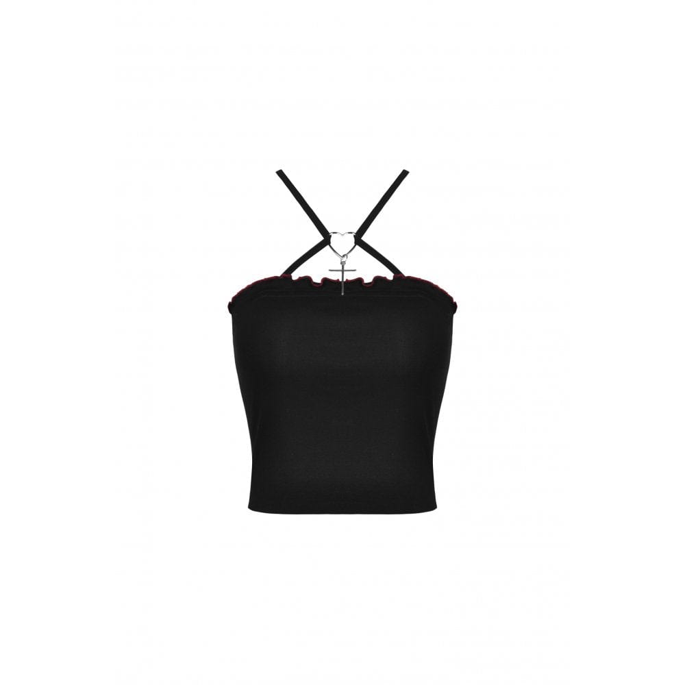 Darkinlove Women's Punk Rock Bat Wings Backless Crop Top