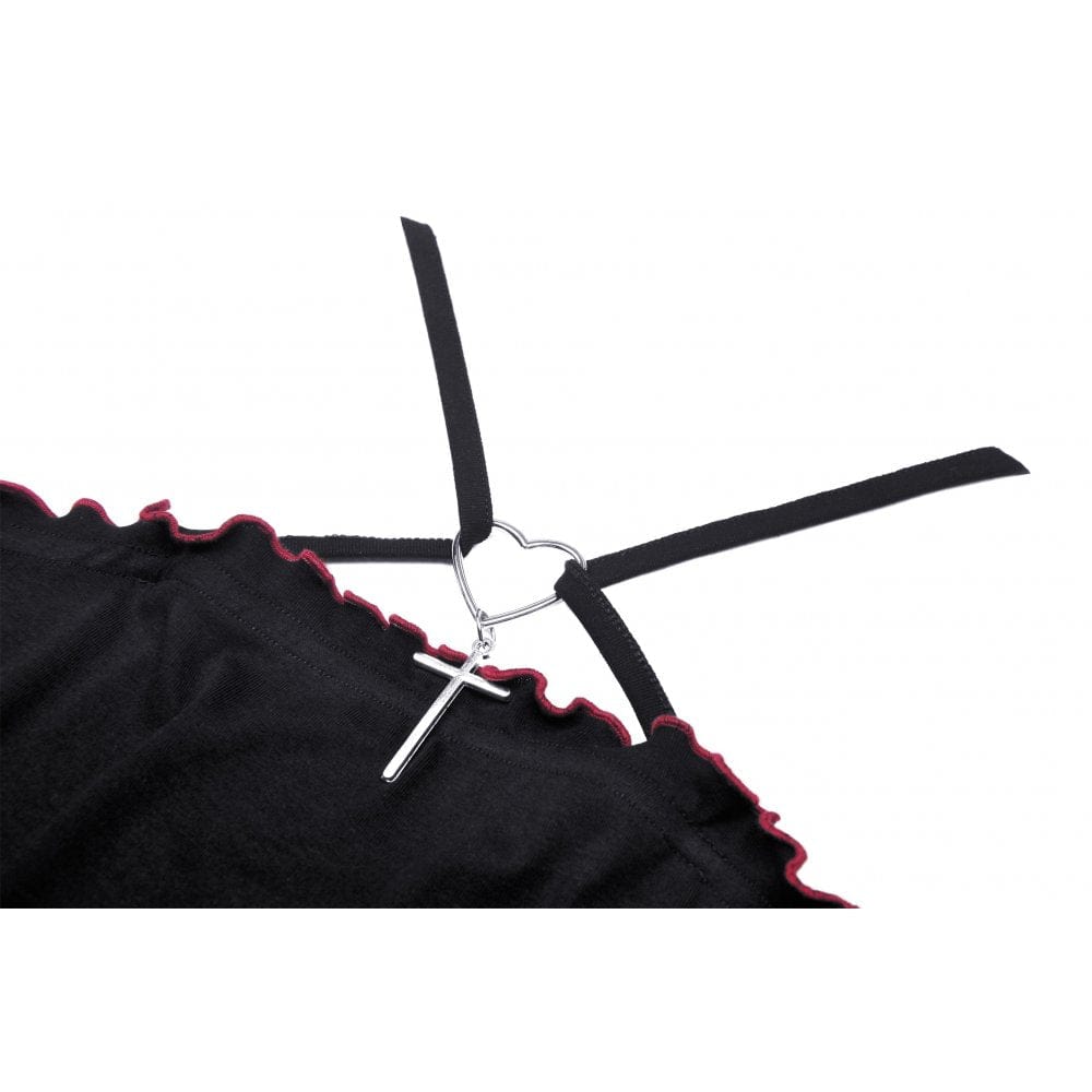 Darkinlove Women's Punk Rock Bat Wings Backless Crop Top