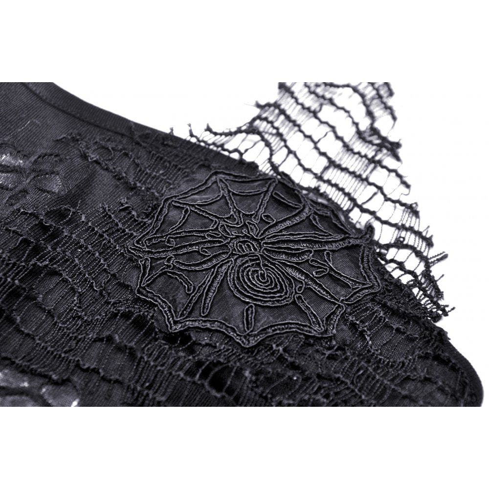 Darkinlove Women's Punk Rock Ripped Halterneck Back Lacing-up Tank Top