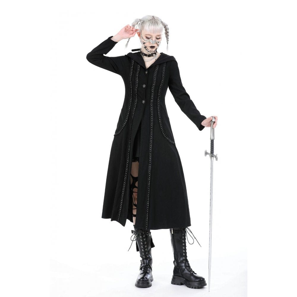 Darkinlove Women's Punk Ruffled Jacket with Hood