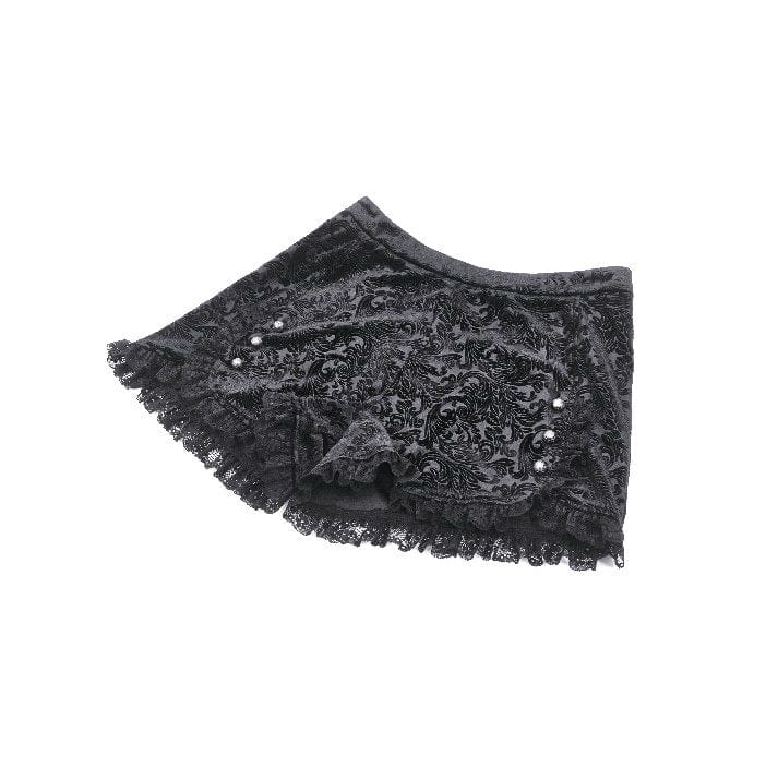 Darkinlove Women's Punk Ruffled Lace Splice Embossed Shorts