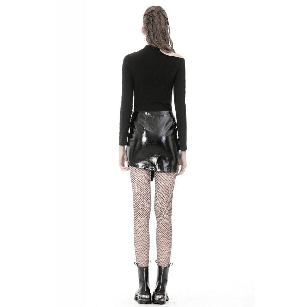 Darkinlove Women's Punk Shining Irregular PU Short Butt-hugging Skirts