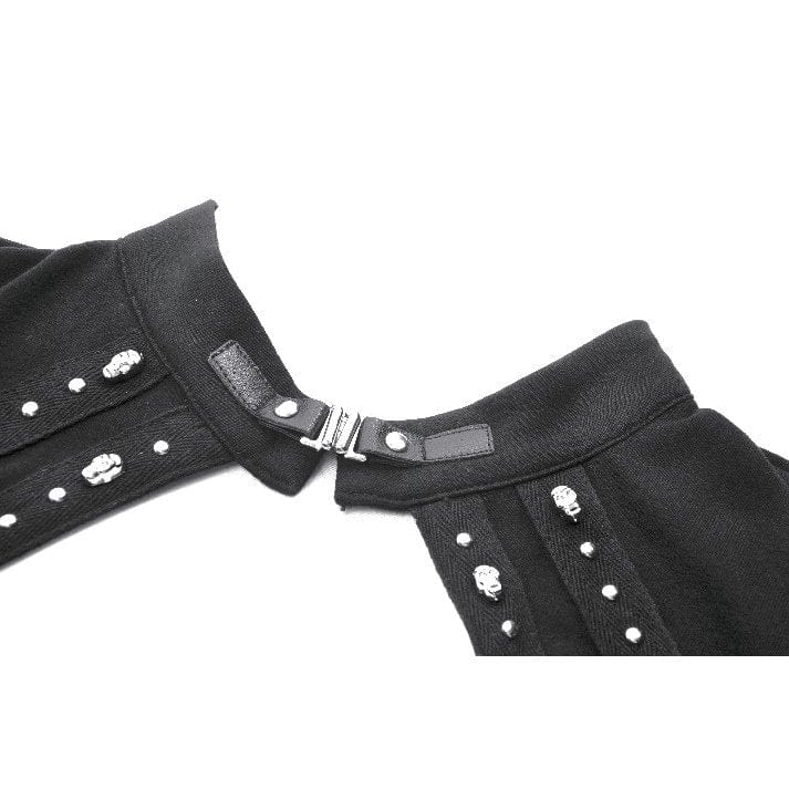 Darkinlove Women's Punk Skull Rivets Cutout Short Sleeved Shirt